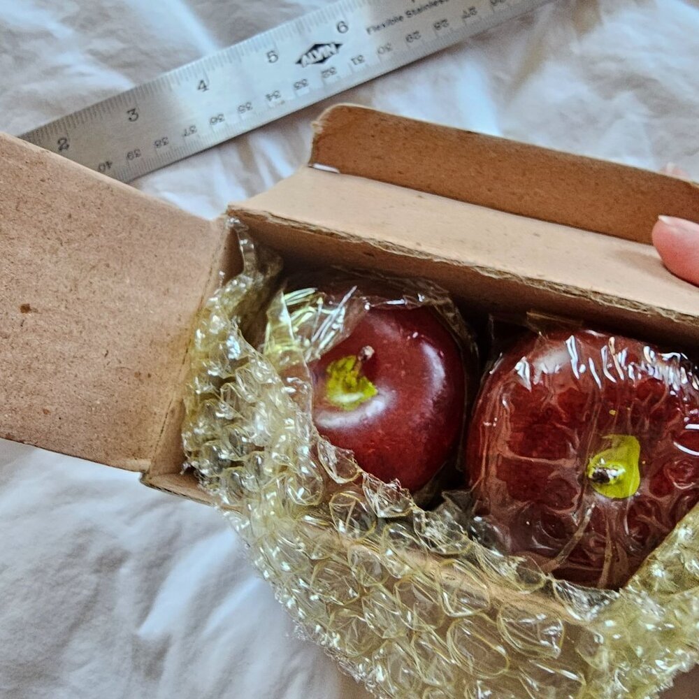 Vintage Apple-Shaped Candles, Set of 4, Individually Wrapped In Box
